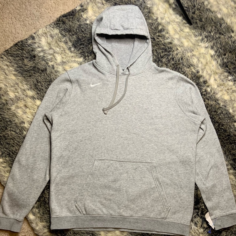 Men’s Large Nike Fleece Pocket Hooded Pullover Sweatshirt Grey